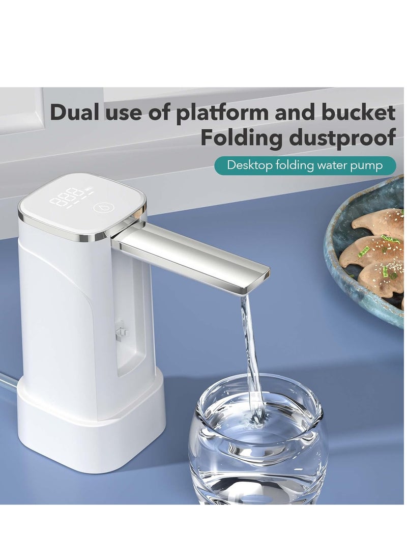 ARNOTEC - 【Dual-purpose foldable automatic water pump】Desktop/bottle water dual-purpose electric water dispenser with LED touch screen USB charging quantitative water output food-grade silicone hose suitable for home/office/camping (supports 5-gallon buckets) - Image 1