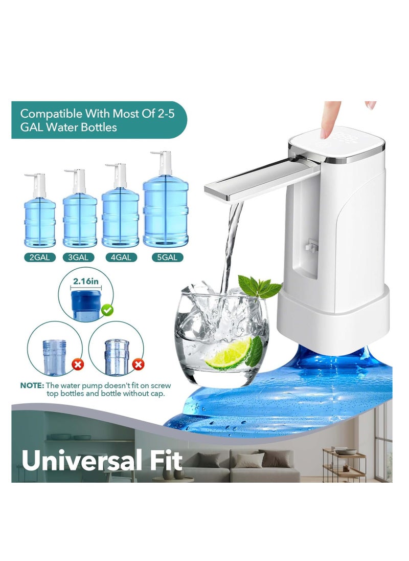 ARNOTEC - 【Dual-purpose foldable automatic water pump】Desktop/bottle water dual-purpose electric water dispenser with LED touch screen USB charging quantitative water output food-grade silicone hose suitable for home/office/camping (supports 5-gallon buckets) - Image 1