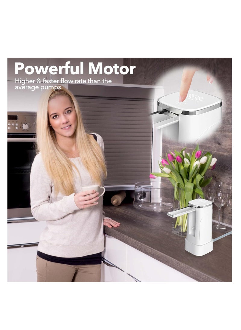 ARNOTEC - 【Dual-purpose foldable automatic water pump】Desktop/bottle water dual-purpose electric water dispenser with LED touch screen USB charging quantitative water output food-grade silicone hose suitable for home/office/camping (supports 5-gallon buckets) - Image 1