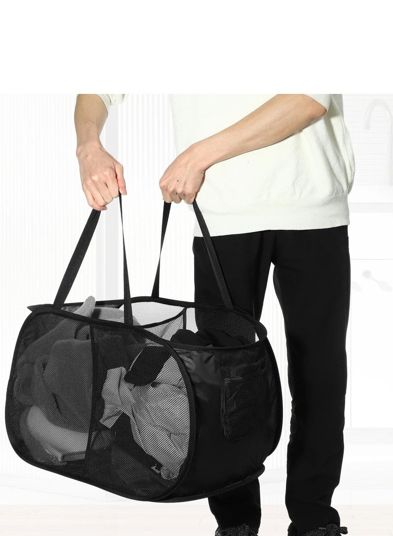 TYCOM سلة غسيل شبكية قابلة للطي - حلاً للتخزين سلة مدمجة سلة غسيل شبكية سلة غسيل قابلة للطي باللون الأسود بحجرة مزدوجة. - Image 2