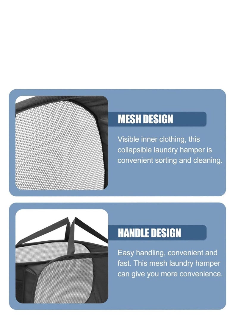 TYCOM سلة غسيل شبكية قابلة للطي - حلاً للتخزين سلة مدمجة سلة غسيل شبكية سلة غسيل قابلة للطي باللون الأسود بحجرة مزدوجة. - Image 5