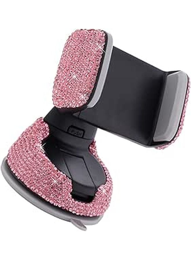 Pink Rhinestone Car Phone Holder Mount for Air Vent and Dashboard Navigation Use - Image 1