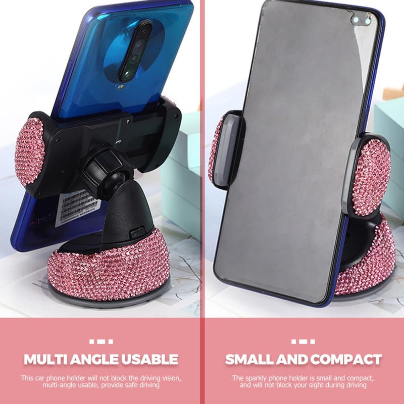 Pink Rhinestone Car Phone Holder Mount for Air Vent and Dashboard Navigation Use - Image 5