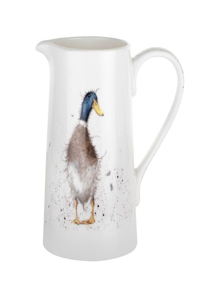 Royal Worcester Wrendale Designs 1 Pint Water Pitcher with Handle - Charming Fine Bone China Jug - Spout for Easy Pouring, Dishwasher & Microwave Safe - Farmhouse Country Kitchen Decor (Duck) - Image 1