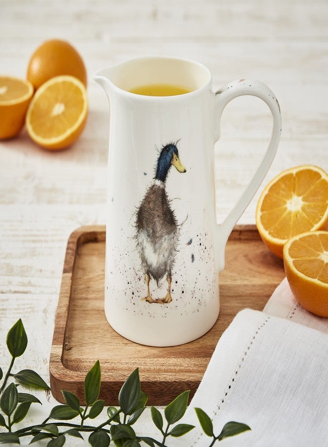 Royal Worcester Wrendale Designs 1 Pint Water Pitcher with Handle - Charming Fine Bone China Jug - Spout for Easy Pouring, Dishwasher & Microwave Safe - Farmhouse Country Kitchen Decor (Duck) - Image 2