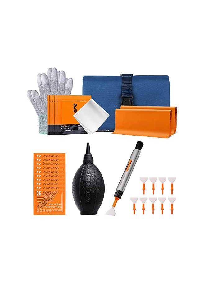 K&F Concept Concept 32-in-1 Camera Lens Cleaning Kit for Full Frame DSLR & Mirrorless Digital Cameras, Replaceable Lens Pen with Sensor Cleaning Swabs, Air Blower, Cleaning Cloth, Glasses Wipes & Case  - Image 2