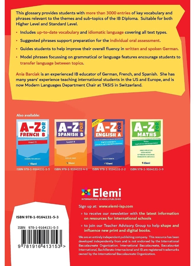 Elemi International Schools Publisher A-Z for German B: Essential vocabulary organized by topic for IB Diploma  - Image 2
