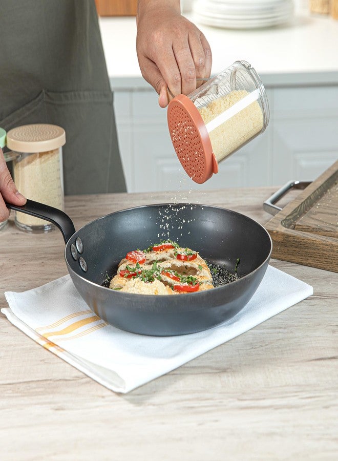 Restaurantware RW Base 10 Ounce Clear Plastic Dredge Spice Shaker 1 Reusable Dry Rub Shaker - Includes Rose Perforated Lid With Handle Clear Polycarbonate Spice Shaker For Any Seasoning - Image 5