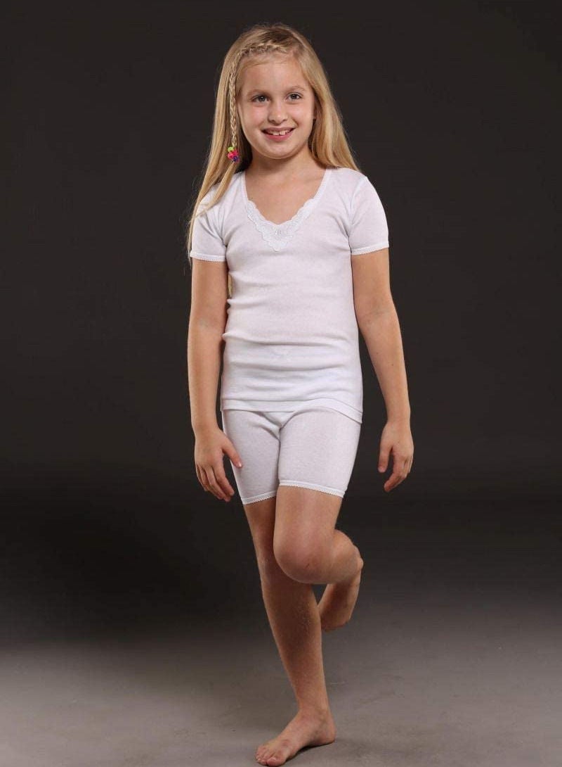 Everyone EVERYONE Girls White Cotton Tshirt and Boxer Underwear Set  - Image 1