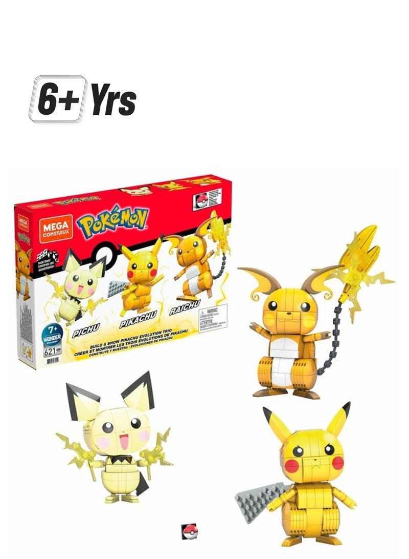 MEGA CONSTRUX Pokemon Build And Show Pikachu Evolution Trio  - Image 1