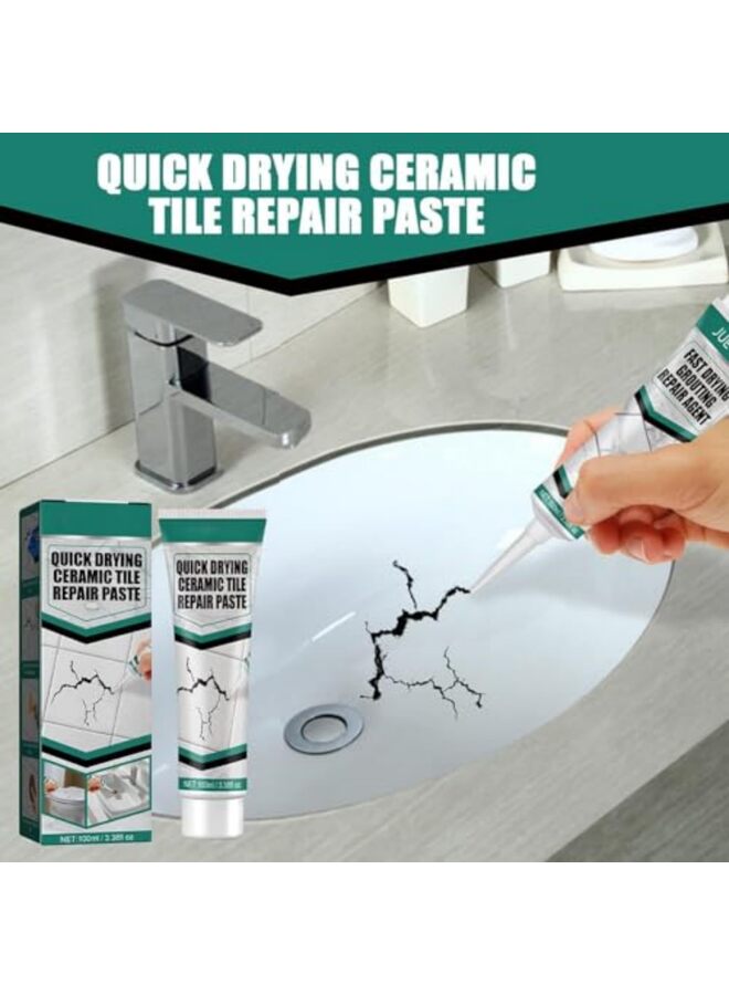 يُسلِّم معجون إصلاح بلاط السيراميك 100 مل سريع الجفاف مقاوم للماء طقم إصلاح حوض المرحاض، حوض الاستحمام الرخامي، إصلاح شقوق المرحاض لتجديد وإصلاح وتجديد - Image 2