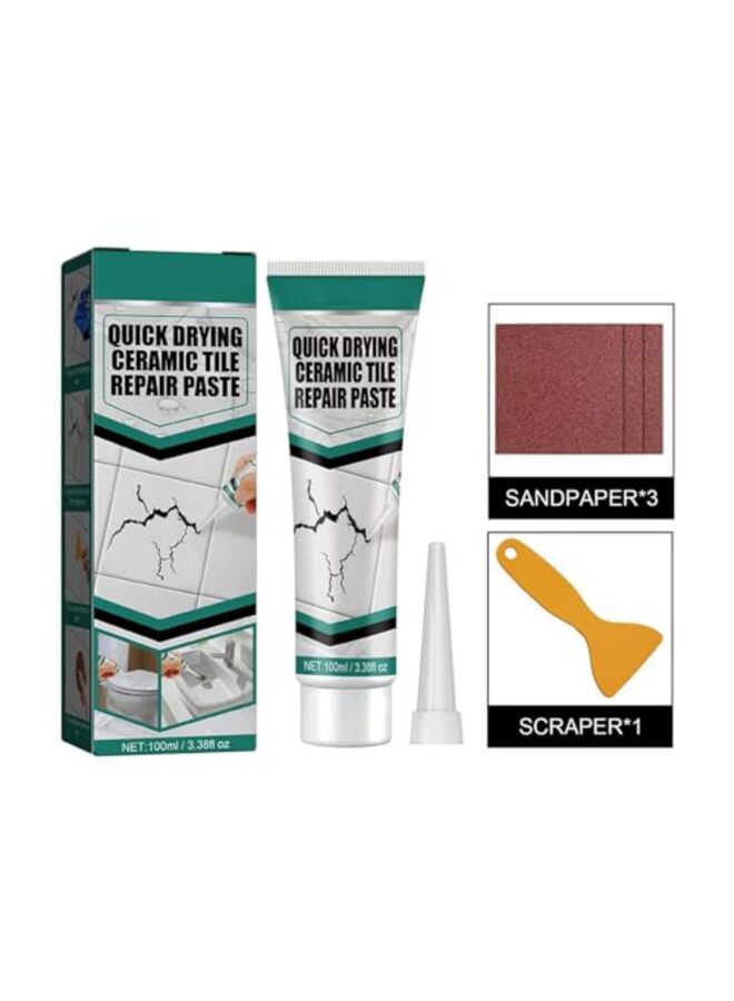 يُسلِّم معجون إصلاح بلاط السيراميك 100 مل سريع الجفاف مقاوم للماء طقم إصلاح حوض المرحاض، حوض الاستحمام الرخامي، إصلاح شقوق المرحاض لتجديد وإصلاح وتجديد - Image 1