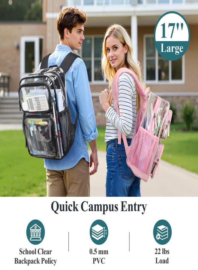 باكيزم حقيبة ظهر شفافة من PACKISM للمدرسة - حقائب ظهر شفافة متينة من مادة PVC مقاس 17 بوصة مع جيوب متعددة لأمن مكان العمل الجامعي، لون أزرق (للأعمار من 12 سنة فما فوق) - Image 2