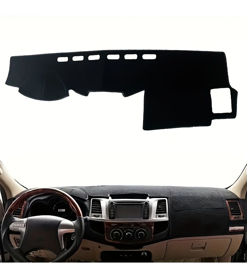 Dashboard Mat For Toyota Hilux SW4 Fortuner 2005 2006 2007 2008 2009 2010 2011 2012 2013 2014 Left Hand Drive Black Perfect Coverage Uv Protection - Image 1