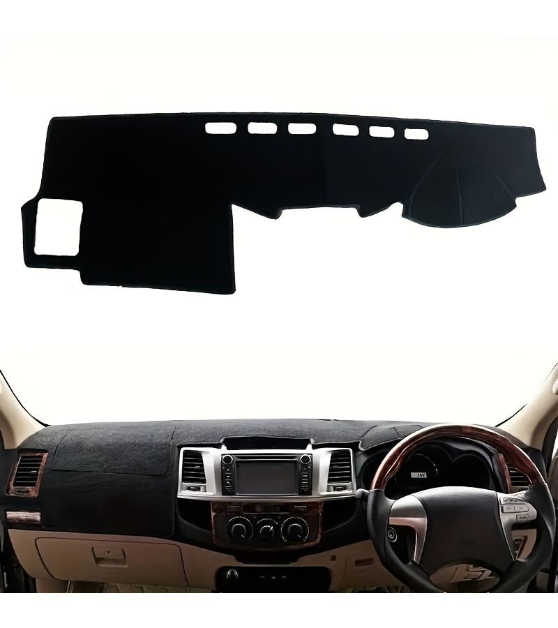 Dashboard Mat For Toyota Hilux SW4 Fortuner 2005 2006 2007 2008 2009 2010 2011 2012 2013 2014 Left Hand Drive Black Perfect Coverage Uv Protection - Image 5