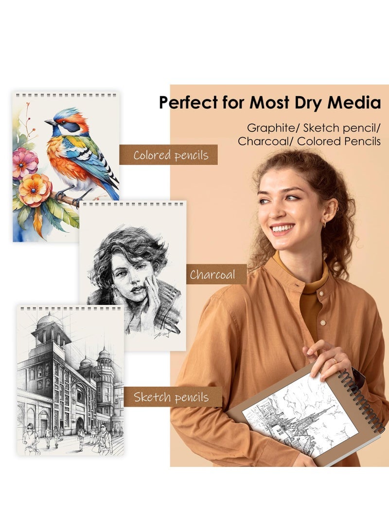 كابتن تيك 9 x 12 Premium Sketch Book Set, 2 Pack Spiral Bound Drawing Paper, 200 Sheets (68lb/100gsm) Sketchbook, Acid-Free Art Drawing Painting Sketching Pad Supplies for Kids, Teens, Adults, Artists - Image 3