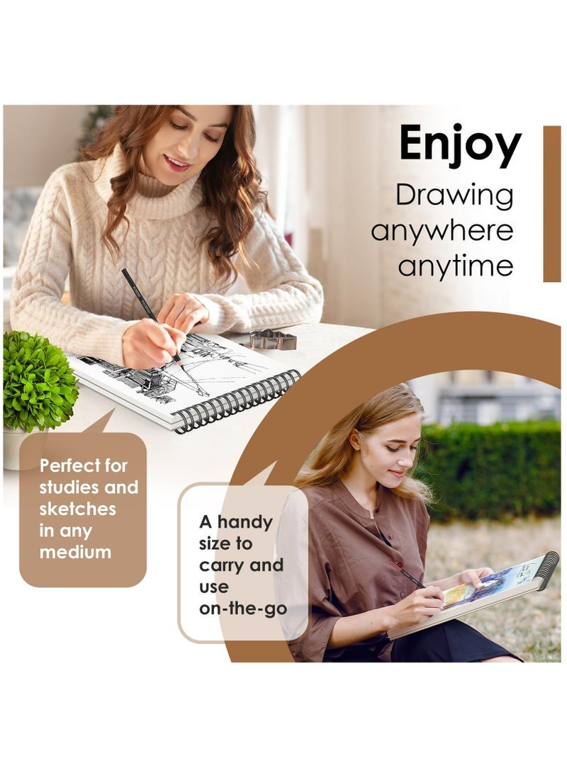 كابتن تيك 9 x 12 Premium Sketch Book Set, 2 Pack Spiral Bound Drawing Paper, 200 Sheets (68lb/100gsm) Sketchbook, Acid-Free Art Drawing Painting Sketching Pad Supplies for Kids, Teens, Adults, Artists - Image 4