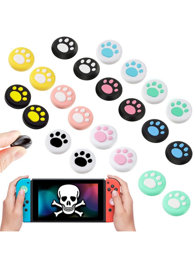 AMOGMO Cat Claw Multi-color Rocker Cap For Nintendo Switch Handle Silicone Non-slip Game Rocker Protection-Product Color:Black Cat Claws On White Background 1000 Pieces  - Image 3