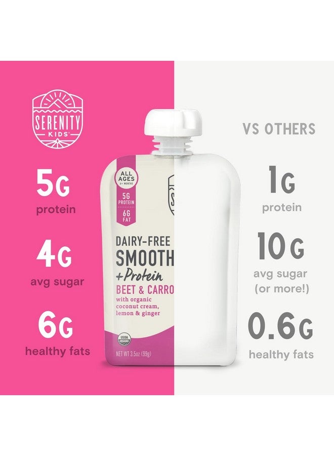 سيرينتي كيدز طعام أطفال سيرينيتي كيدز بنكهة سموثي خالية من منتجات الألبان للأطفال من عمر ٦ أشهر فما فوق | عضوي معتمد من وزارة الزراعة الأمريكية | بروتين كولاجين من أبقار تتغذى على العشب | كيس خالٍ من مادة BPA (٣.٥ أونصة) | بنكهة الشمندر والجزر | عبوة واحدة - Image 2
