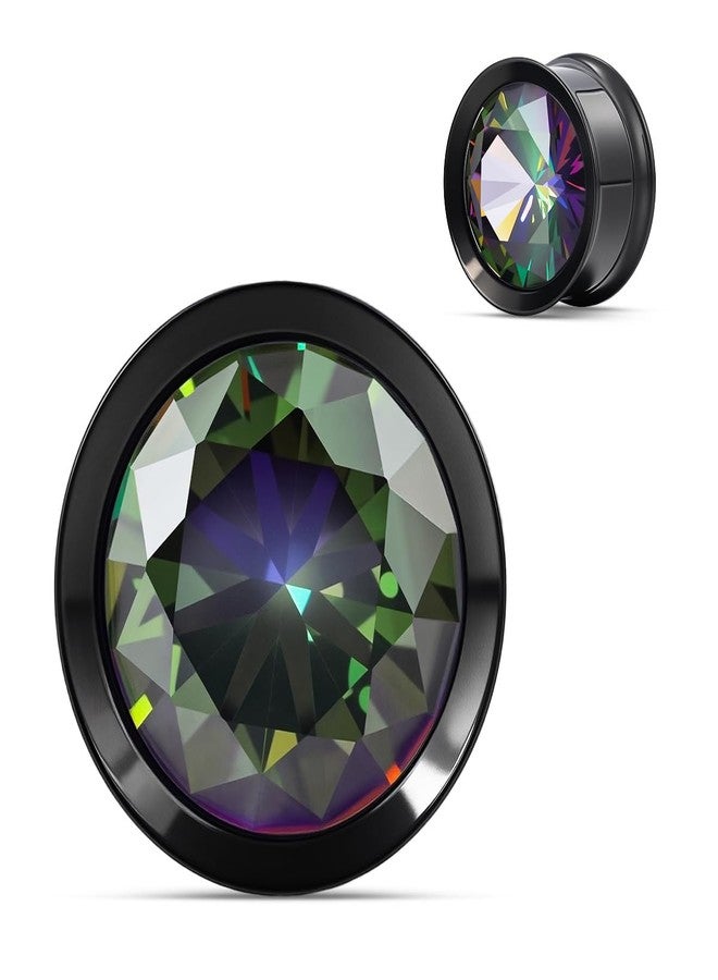 COOEAR Ear Gauges Plugs Stainless Steel/Black/Gold Crystal Ear Plugs Screw Back Tunnel Expander Stretcher Piercing Jewelry., 0g(8mm), Stainless Steel, sandstone - Image 1