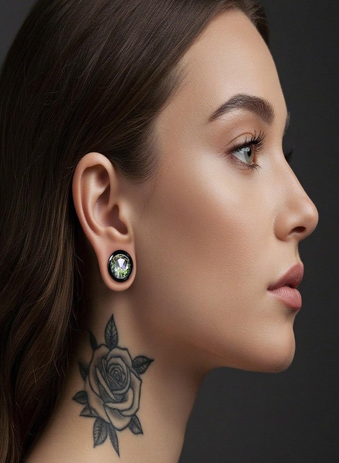 COOEAR Ear Gauges Plugs Stainless Steel/Black/Gold Crystal Ear Plugs Screw Back Tunnel Expander Stretcher Piercing Jewelry., 0g(8mm), Stainless Steel, sandstone - Image 2