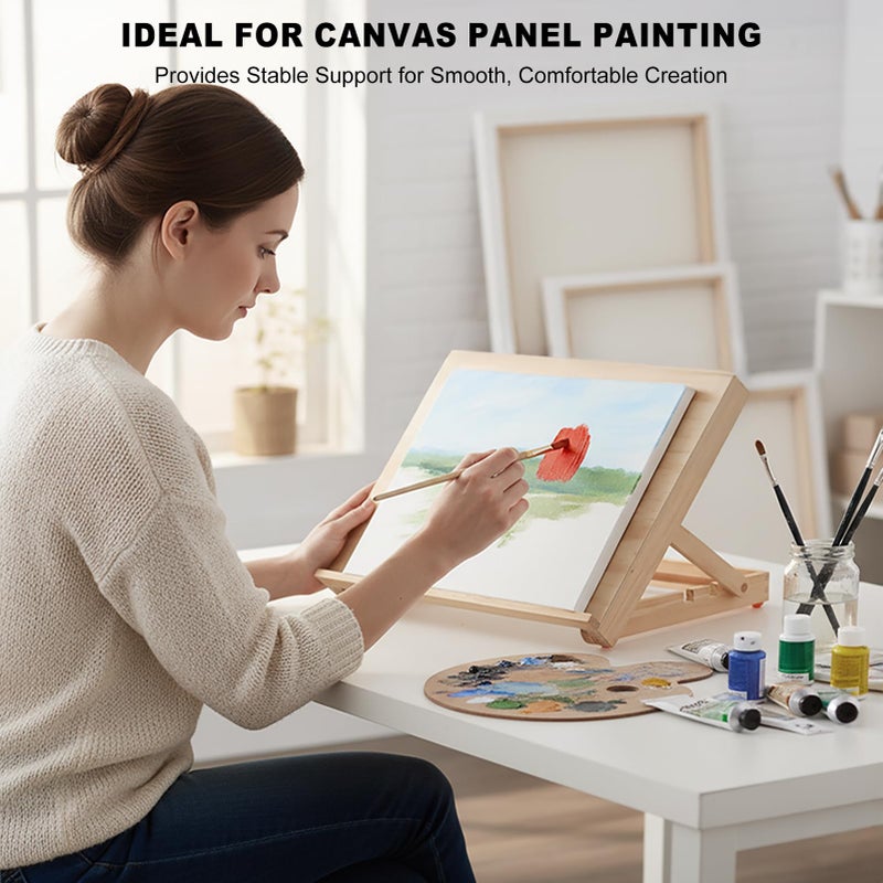 AOTEMOON Tabletop Easel for Painting, 13.8"x11.4" Adjustable Portable Art Easel Includes Art Painting Papers, Sketch Papers and Masking Tape, Pinewood Drawing Board for Canvas, Books and Artwork - Image 3