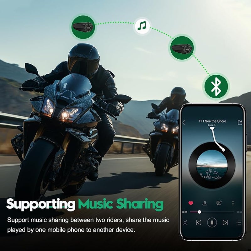 EJEAS Q8 Mesh Motorcycle Bluetooth Headset, Helmet Intercom for up to 6 Motorcyclists Communication System with 800 m Range Headset Motorcycle Helmet with Strong Anti-Interference Capability (1 Pack) - Image 4