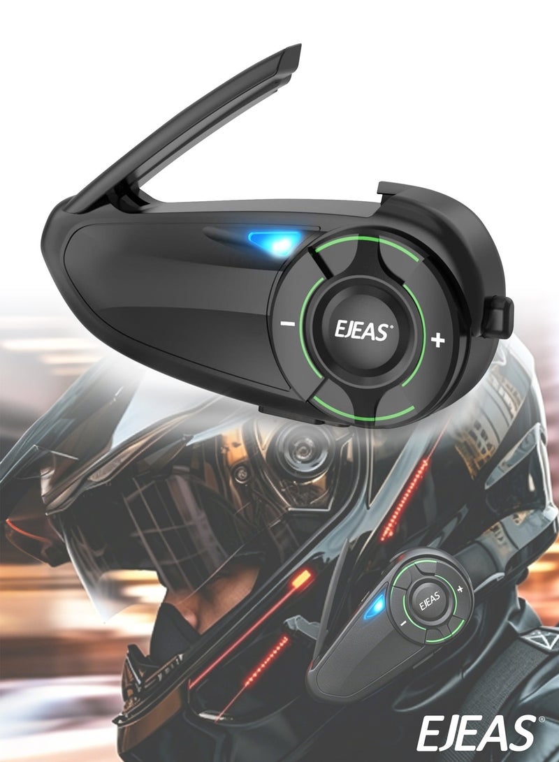 EJEAS Q8 Mesh Motorcycle Bluetooth Headset, Helmet Intercom for up to 6 Motorcyclists Communication System with 800 m Range Headset Motorcycle Helmet with Strong Anti-Interference Capability (1 Pack) - Image 1