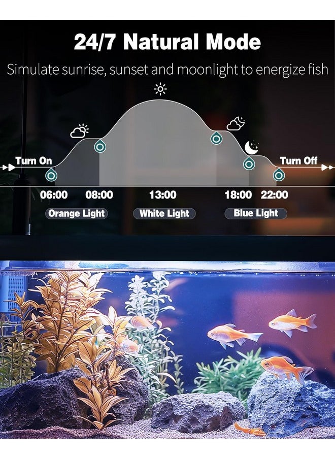 Pawfly 5 W Aquarium Led Light 8 Inch 24/7 Fish Tank Light With Full Spectrum Brilliant White Blue Red Green Lights Multi-Colored Leds With D/N Mode Single Color Effects Timer And Adjustable Brightness  - Image 2