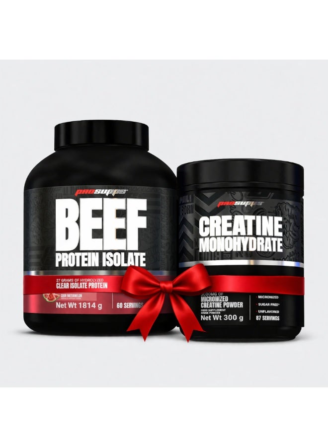 Prosupps Beef Protein Isolate 4lb Watermelon + Prosupps Creatine Monohydrate Unflavored 300g - Image 1