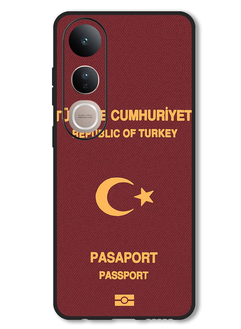 Theodor Case Compatible with Vivo V50 Lite Protection Shockproof Bumper Cover Turkey Passport - Image 1