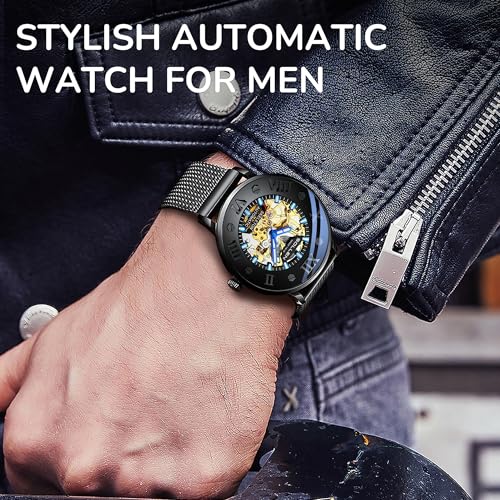 SOLLEN Men's Skeleton Automatic Watches, Original Mechanical Watch Movement, Double-Sided Skeleton Self-Winding Watches for Men, 3ATM Water Resistant Luminous Luxury Casual Wrist Watches for Men - Image 2