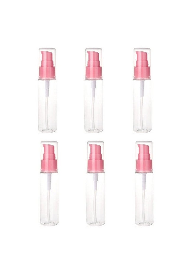 Quupy 6Pcs 30Ml/1Oz Plastic Pump Bottle Empty Refillable Cream Shampoo Lotion Pump Bottle Sample Travel Bottles Toiletries Liquid Container Jar Pot Vial For Cosmetic Make-Up - Image 1