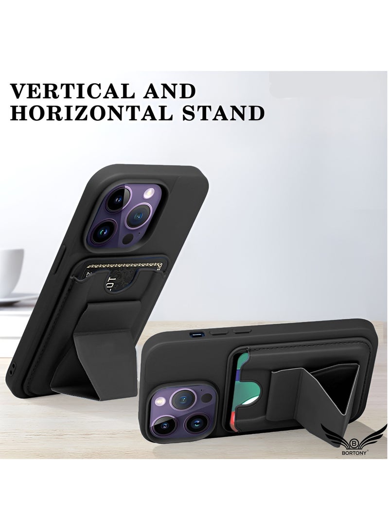 BORTONY iPhone 16 Pro Case with Card Holder Magnetic iPhone 16 Pro Cover Kickstand PU Leather Shockproof Protective Case for iPhone 16 Pro 6.3 Inch - Image 5