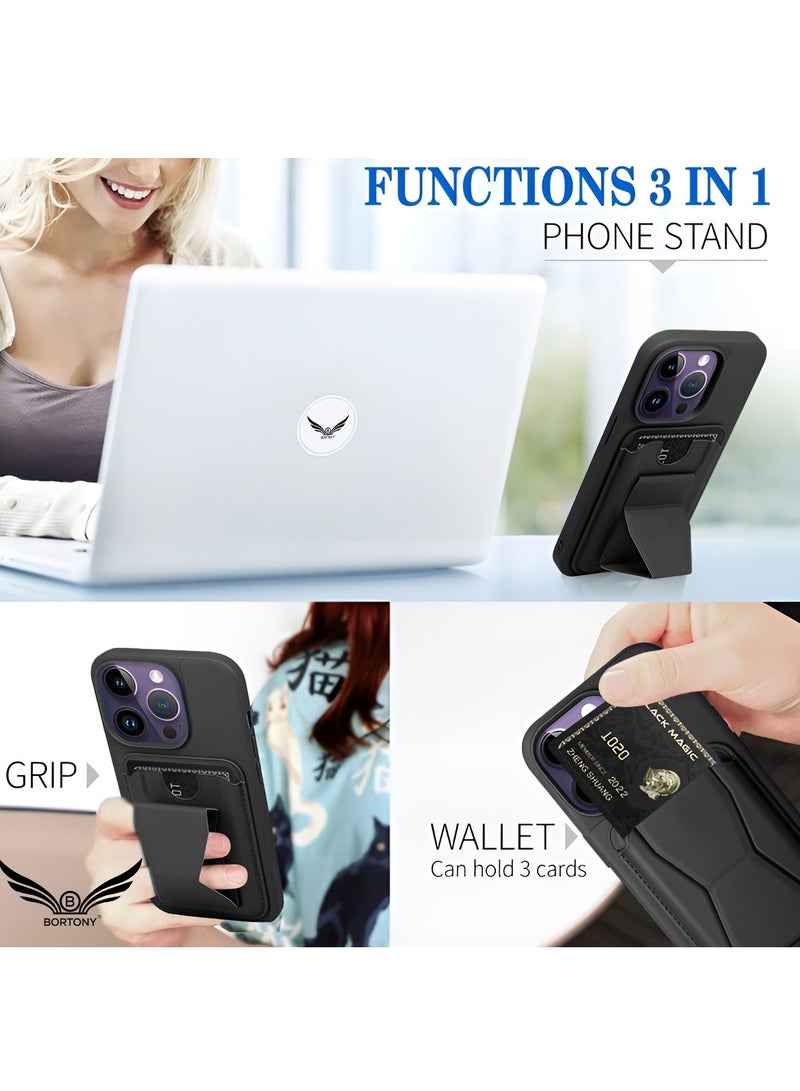 BORTONY iPhone 16 Pro Case with Card Holder Magnetic iPhone 16 Pro Cover Kickstand PU Leather Shockproof Protective Case for iPhone 16 Pro 6.3 Inch - Image 4