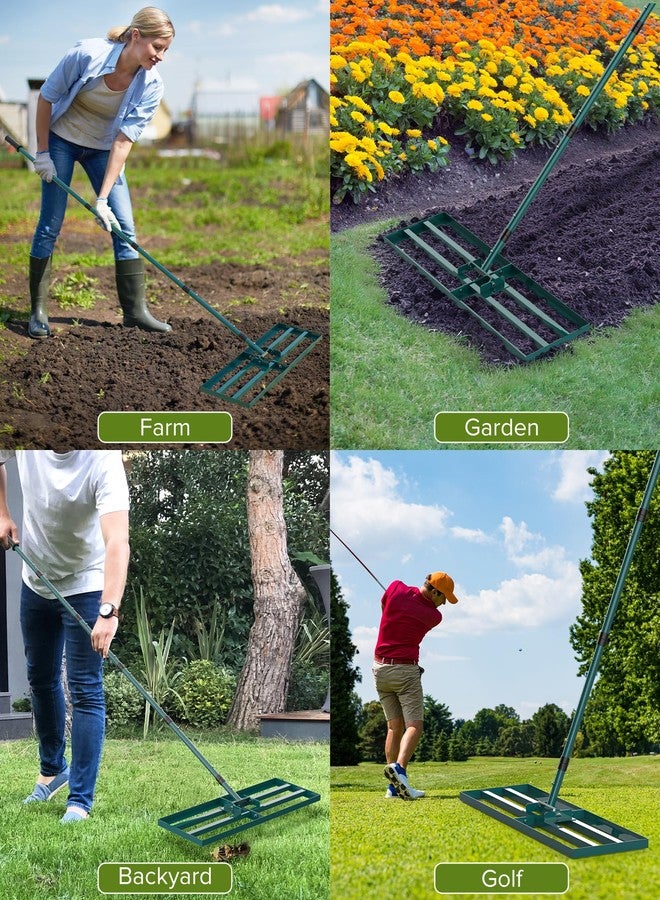 TITECK Lawn Leveling Rake, 30x10 Inch Lawn Leveler Tool with 78'' Adjustable Steel Handle, Durable Landscape Rake, Ease Level Soil Sand Dirt Surfaces,Ideal for Backyard, Garden, Golf Course, Pasture - Image 4