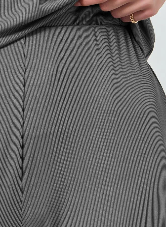 Styli Grey Women Grey Wide Leg Ribbed Joggers for Women | Best Price UAE