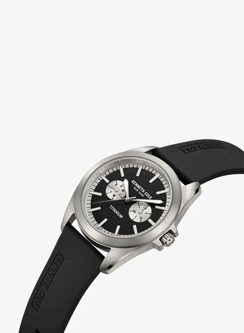 Kenneth Cole New York Black Dial  Black Silicone Strap Chronograph Watch for Men 42mm