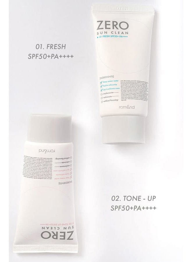 rom&nd ZERO SUN CLEAN 01.FRESH SPF50+ PA++++ 01 Fresh, Daily Sunscreen, Non-Greasy, No White Cast, Watery Texture, Soft Finish, Powerful UV Protection, Moisturizing, All Skin Types - Image 5