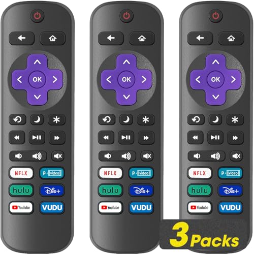 YesBes جهاز تحكم عن بعد بديل 3 عبوات لتلفاز Roku، متوافق مع جميع أجهزة TCL Roku/Hisense Roku/Onn Roku/Sharp/Philips Roku (غير متوافق مع Roku Stick أو Box أو Speaker) - Image 1