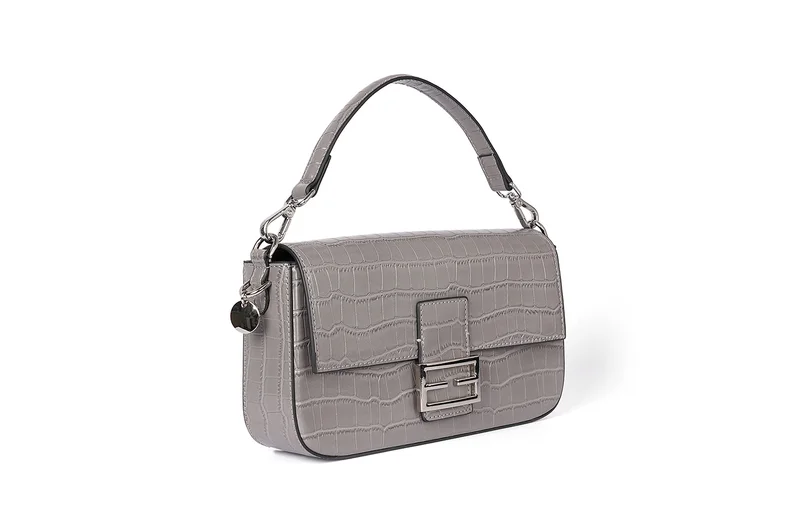 Cuple Croc-embossed, baguette-style purse