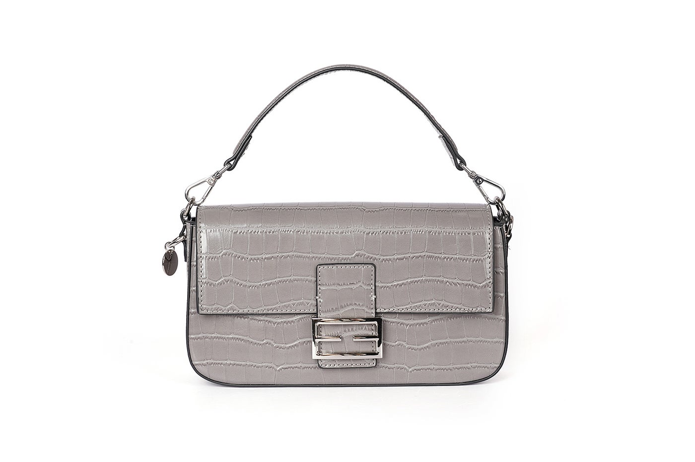 حقيبة يد بتصميم باجيت بنقشة جلد التمساح