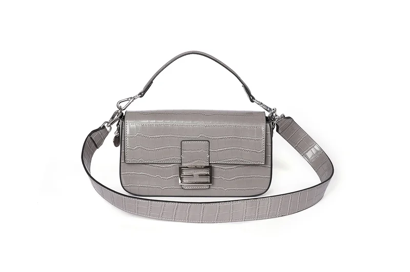 Cuple Croc-embossed, baguette-style purse