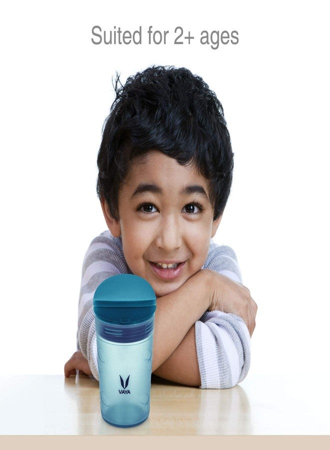 VAYA DRYNK Kids Waterbottle with Spill Proof PediaSafe Lid and Straw-Less Silicone Spout, Sippy Cup for Babies, 280 ml, Color - Frosted Blue - Image 2