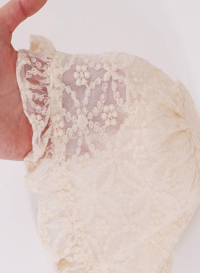 phnydreg 2 Pcs Baby Girl Bonnets Adjustable Lace Eyelet Sun Hat for Infant Toddler Girl Birthday Baby Show Gift Pink, Beige - Image 4