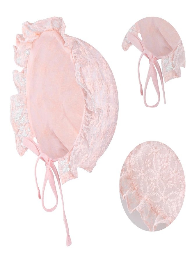 phnydreg 2 Pcs Baby Girl Bonnets Adjustable Lace Eyelet Sun Hat for Infant Toddler Girl Birthday Baby Show Gift Pink, Beige - Image 3