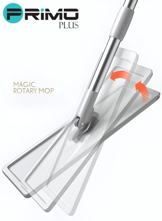 بريمو بلس طقم ممسحة تنضيف ارضيات من المايكروفايبر مع دلو وبكرة إعادة تعبئة رمادي/ابيض/فضي - Image 5