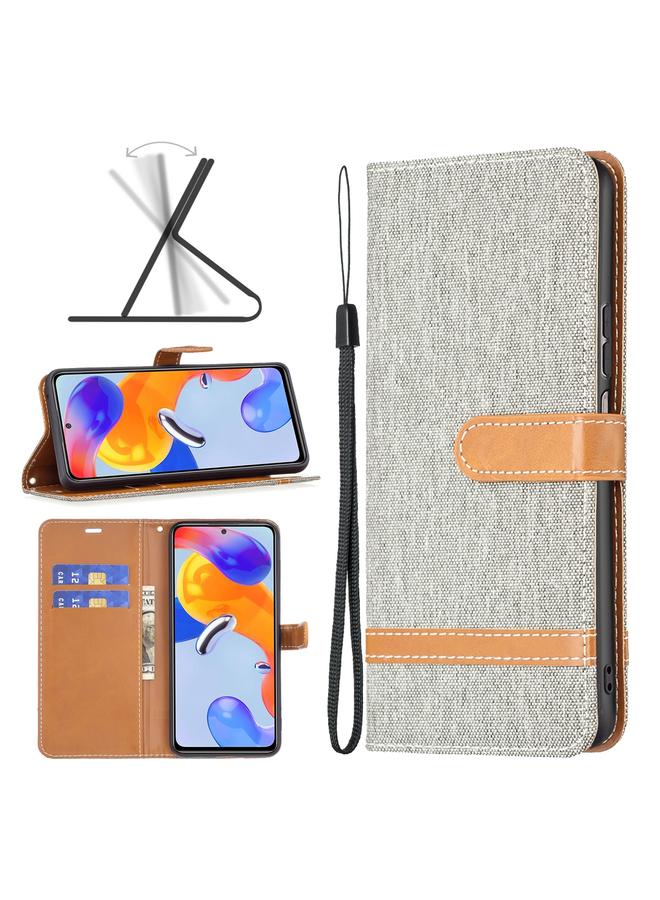 The Bros Case For Xiaomi Redmi Note 11 Pro International Version Color Matching Denim Texture Leather Phone Case