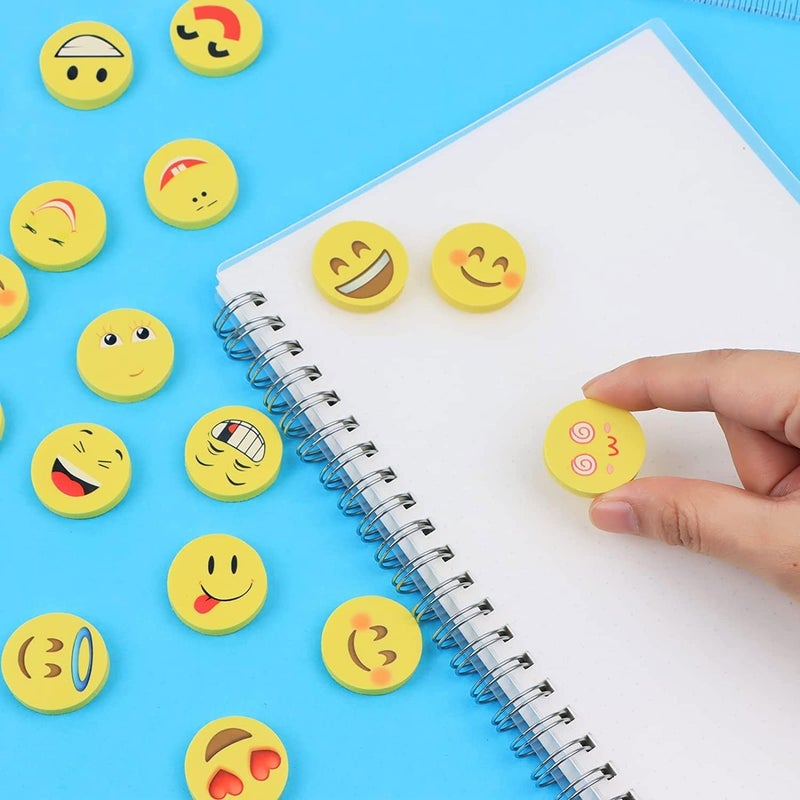 GNR Smiley Attractive Emoji erasers, Round Shape - Pack of 24 Erasers | 6 Sets Total | Best Birthday Return Gift - Image 5