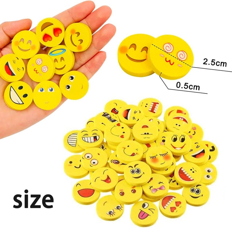 GNR Smiley Attractive Emoji erasers, Round Shape - Pack of 24 Erasers | 6 Sets Total | Best Birthday Return Gift - Image 2